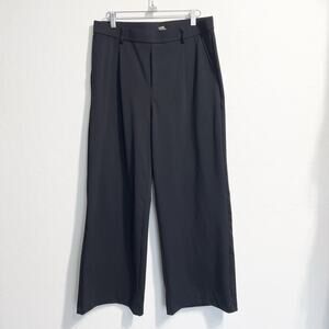 Halara Pants Sz Large Petite Black Wide Leg Trouser Pants Office Pull On Work